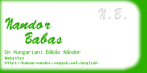 nandor babas business card