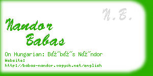 nandor babas business card